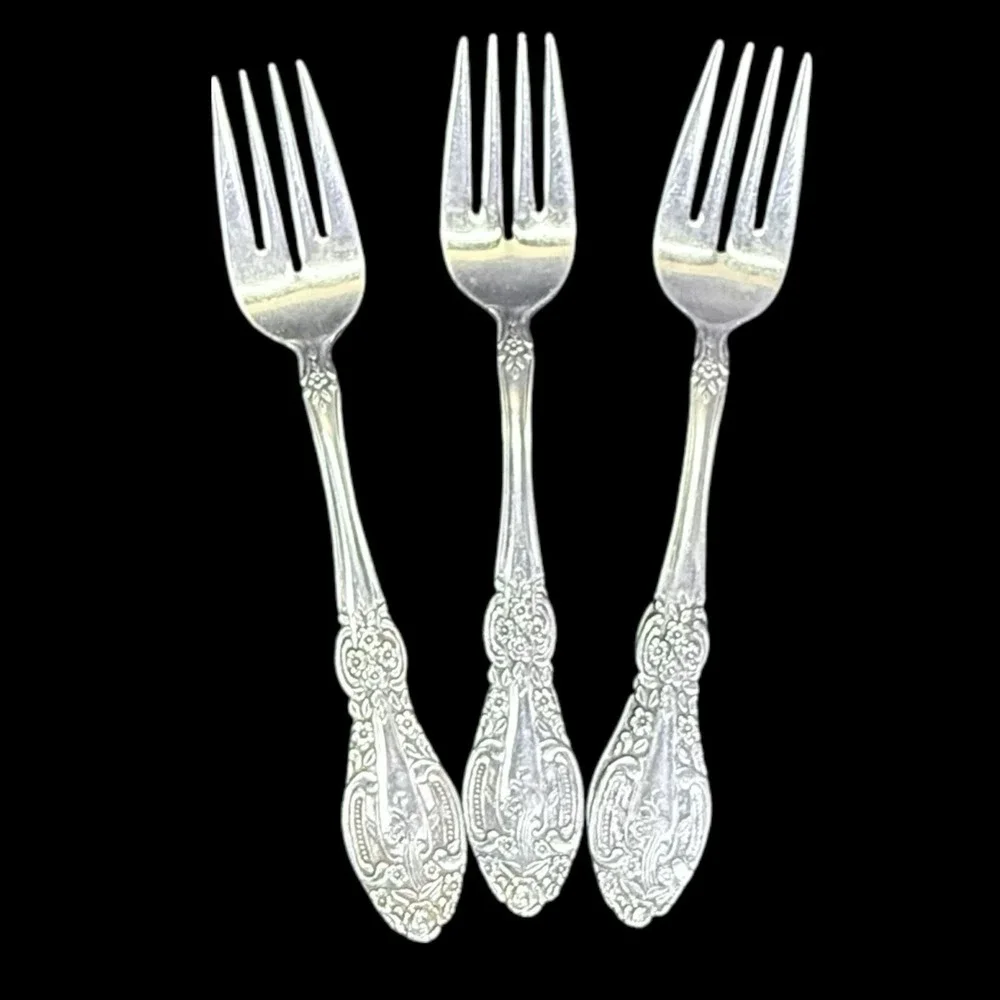 Springtime Salad Forks‎ Stainless Steel Japan Flowers & Swirls Set Of 3